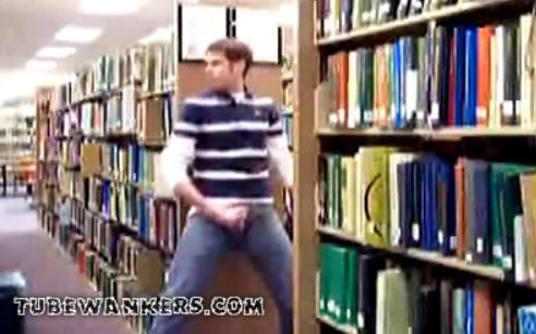 boy jerks off in the library